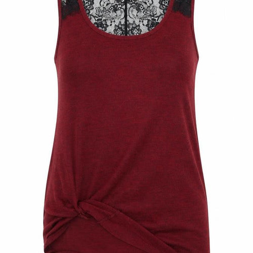 Miss Selfridge Womens Red  Jersey Basic Tank Size 10  - Lace Detail