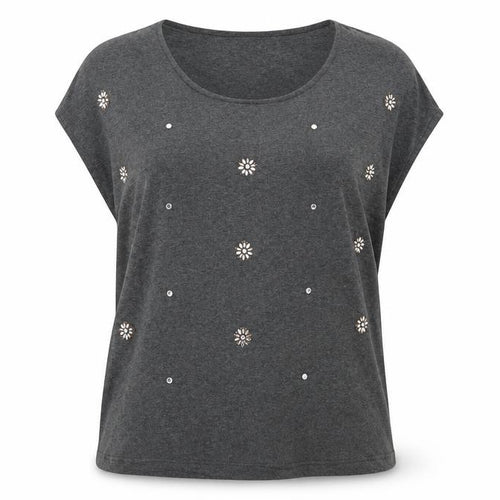 ESMARA Womens Grey Floral Jersey Pullover Sweatshirt Size L