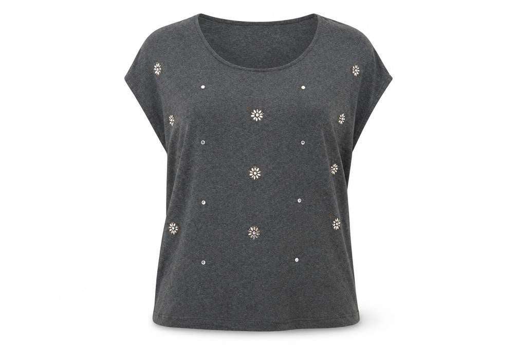 ESMARA Womens Grey Floral Jersey Pullover Sweatshirt Size L