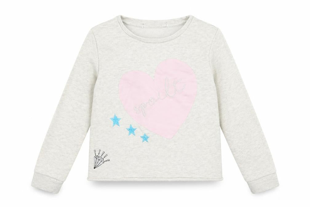 Front view of Very girls’ beige jersey pullover sweatshirt, size 5-6, years - spoilt