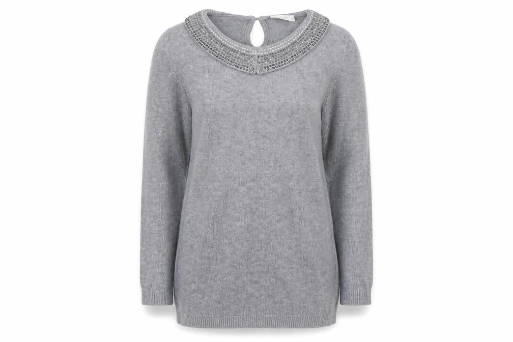 Wallis Womens Grey  Knit Pullover Jumper Size 12
