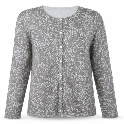 Bonmarché Womens Grey Geometric Knit Cardigan Jumper Size M