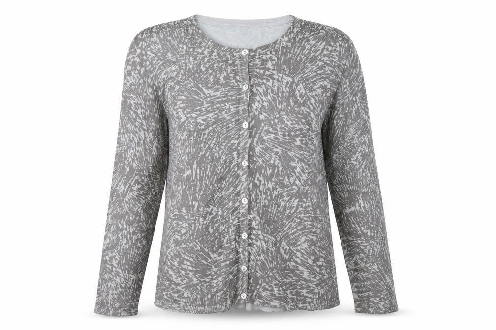 Bonmarché Womens Grey Geometric Knit Cardigan Jumper Size M
