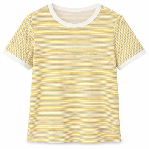 Divided Womens Yellow Striped  Basic T-Shirt Size XS