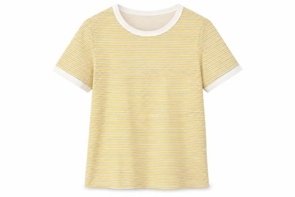 Divided Womens Yellow Striped  Basic T-Shirt Size XS