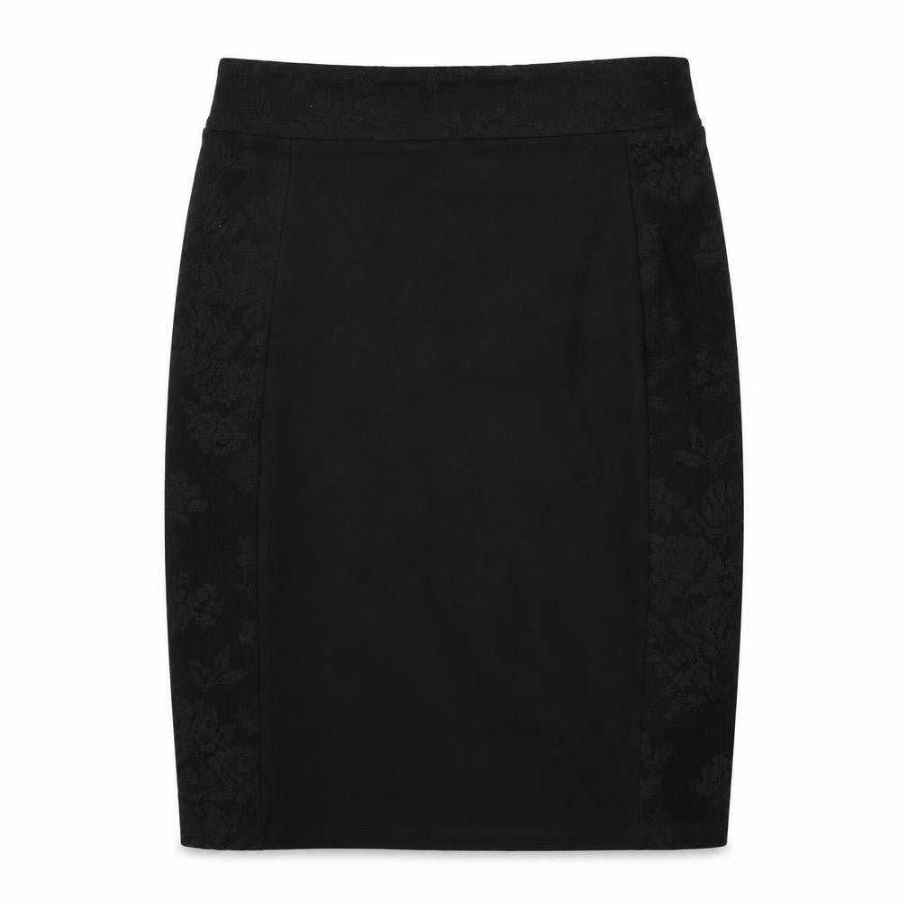 Oasis Womens Black Floral  Straight & Pencil Skirt Size L  - lace floral trim