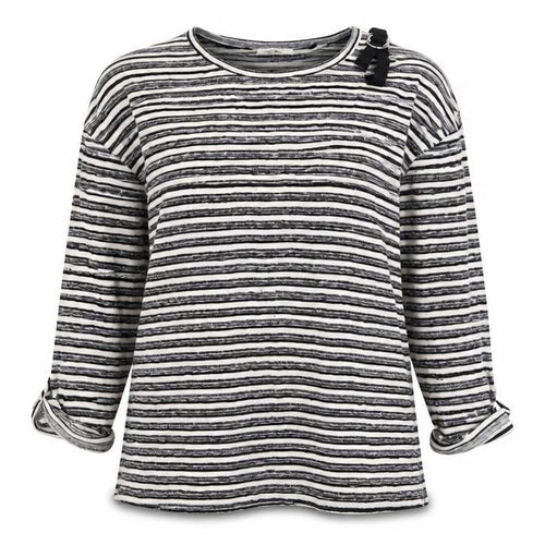 Papaya Womens Grey Striped  Pullover Jumper Size 12  - one cold shoulder