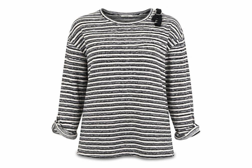 Papaya Womens Grey Striped  Pullover Jumper Size 12  - one cold shoulder