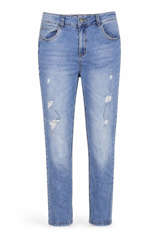 Front view of for me too women’s blue denim skinny jeans, size UK 10, 25-inch leg