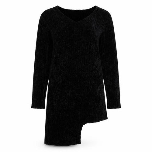 SLY Womens Black Striped Knit Jumper Dress  One Size  - Asymmetric
