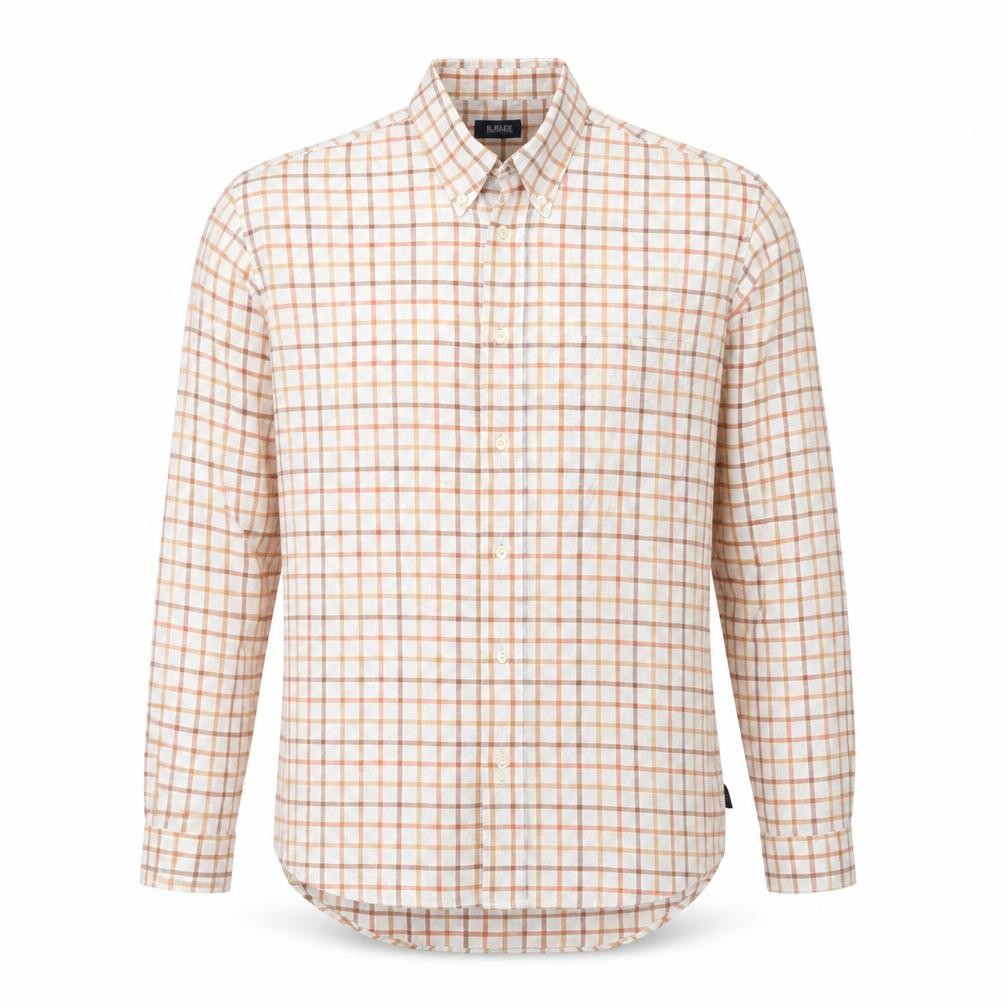 R. Blue Mens Orange Plaid   Button-Up Size M