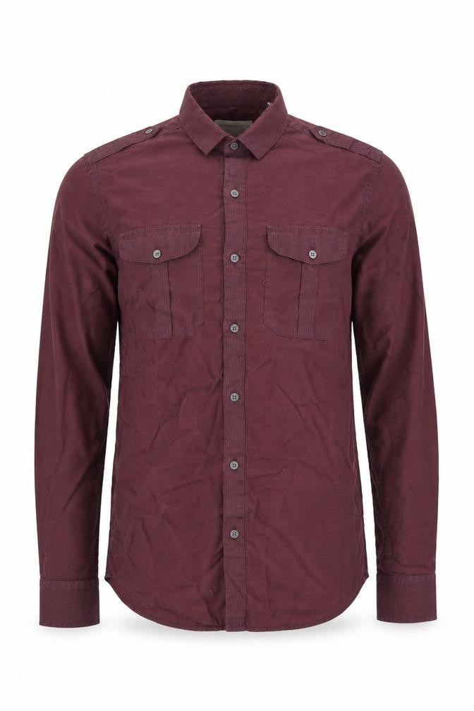 Front view of River Island men’s purple button-up, size S