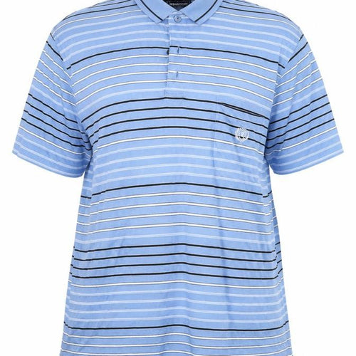 Meantime Womens Blue Striped  Basic Polo Size XL