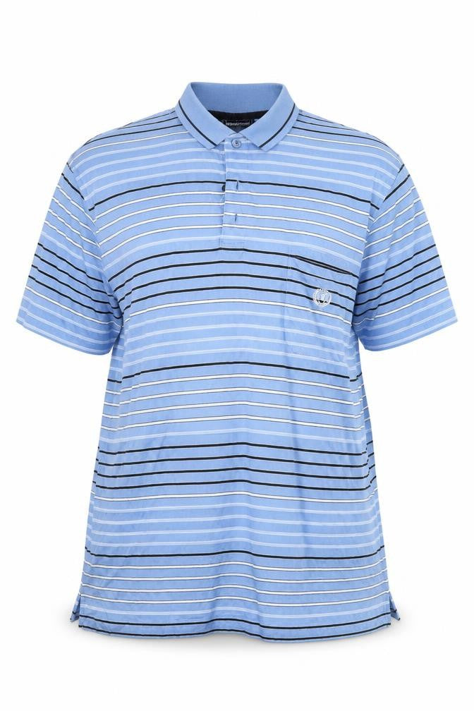 Meantime Womens Blue Striped  Basic Polo Size XL