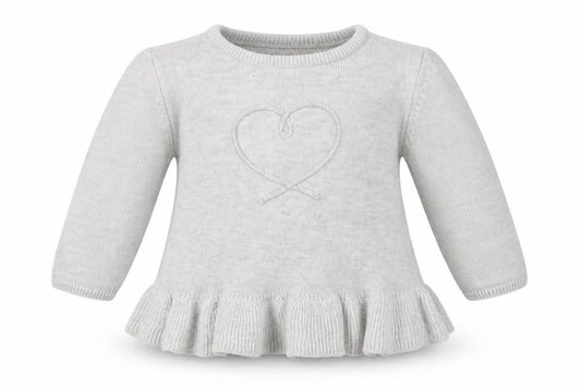 Front view of Kiabi girls’ grey jumper, size 6-9, months