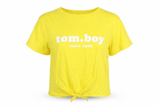 Front view of Divided women’s yellow cropped t-shirt, size S