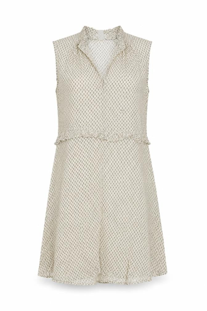 Front view of H&M women’s beige geometric mini, size UK 12