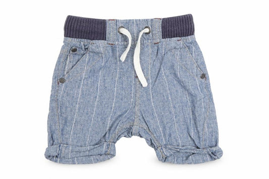 Front view of Next boys’ blue cropped trousers, size 12-18, months