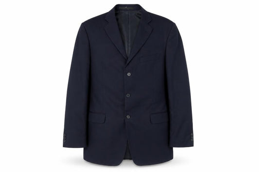 Front view of Marks & Spencer men’s blue jacket suit jacket, size L