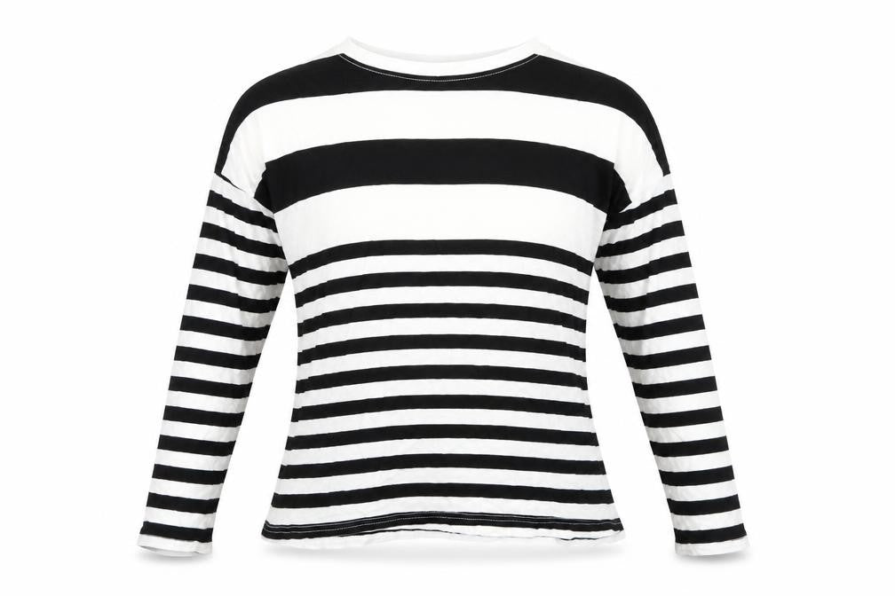 Topshop Womens White Striped  Basic T-Shirt Size 6