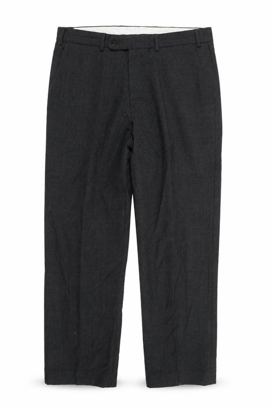 Front view of Skopes men’s green trousers, size 34, in, 30-inch leg