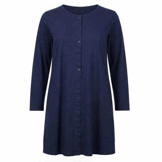 Front view of Sunnyme women’s blue rayon t-shirt dress, size XL