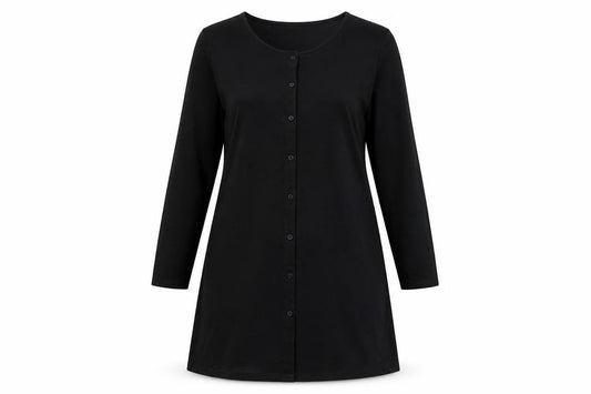Front view of Sunnyme women’s black rayon a-line, size XL