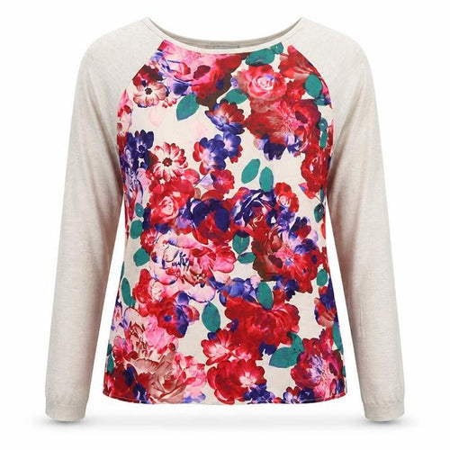 George Womens Beige Floral Chiffon Pullover Jumper Size 14