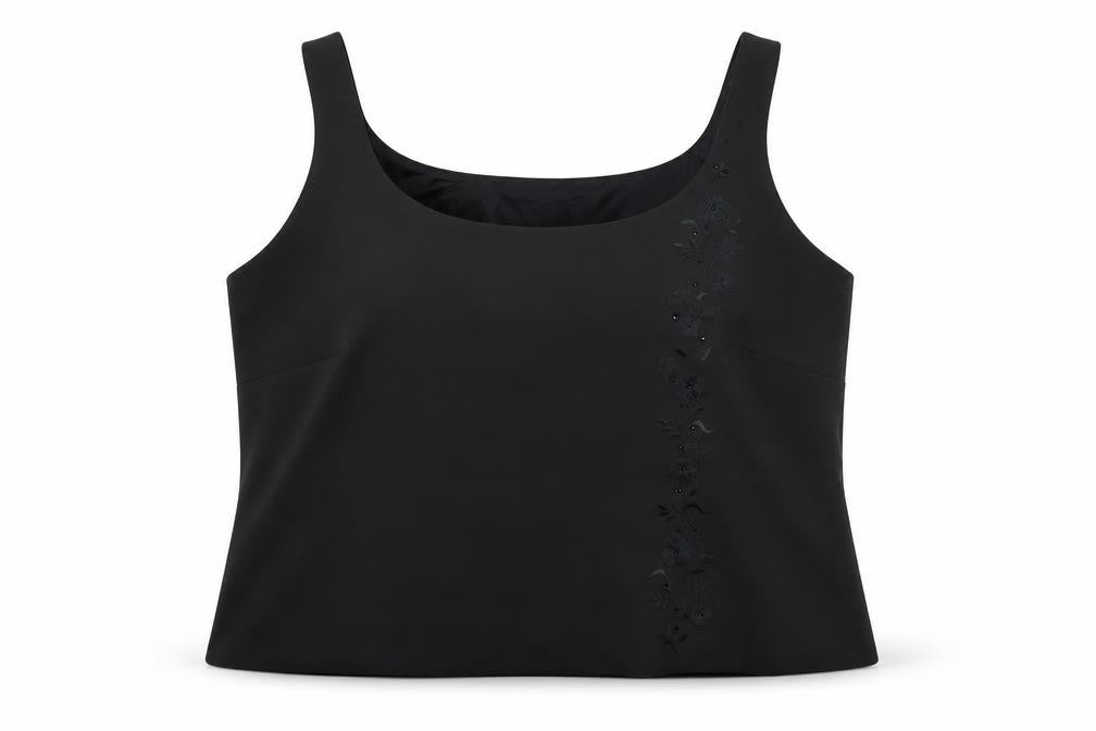 Condici Womens Black Floral  Cropped Tank Size 16