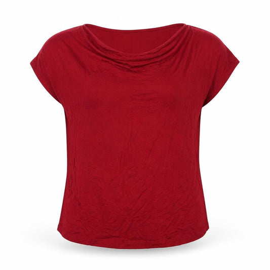 Front view of Sheego women’s red basic t-shirt, size UK 18