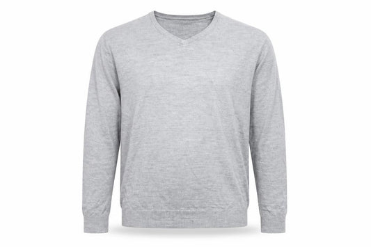 Front view of Urban Spirit men’s grey jumper, size M