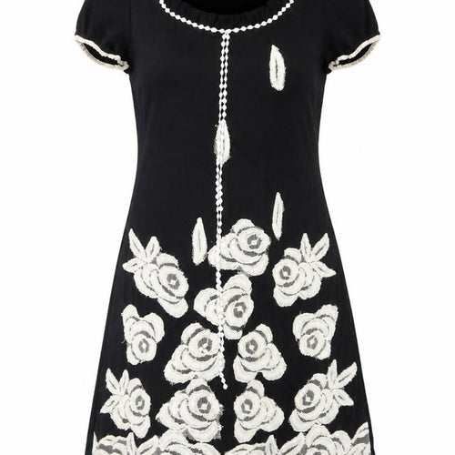 Stella Womens Black Floral  T-Shirt Dress  Size M