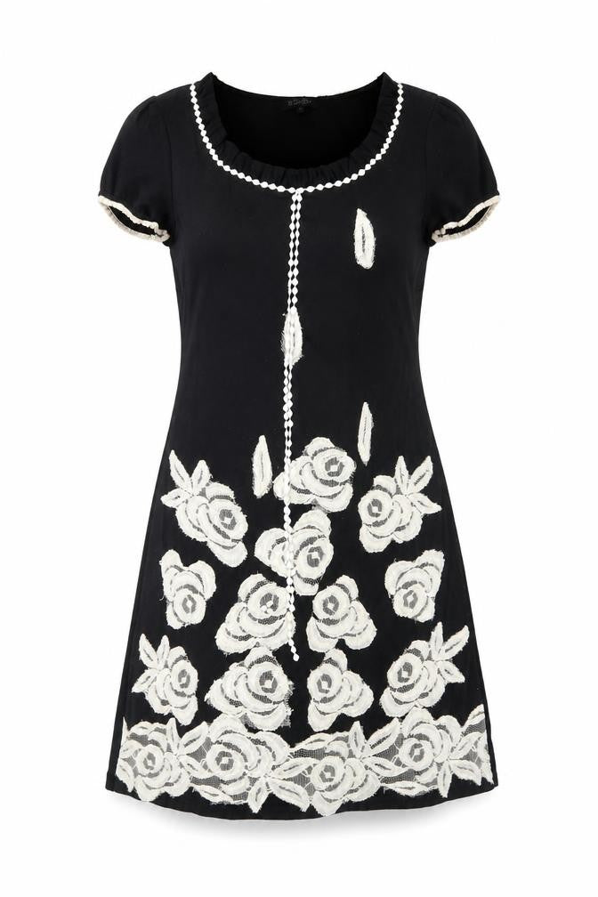 Stella Womens Black Floral  T-Shirt Dress  Size M
