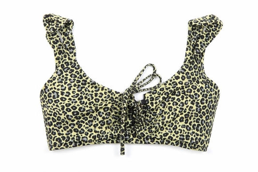 Front view of I SAW IT FIRST women’s yellow animal print camisole blouse, size UK 10