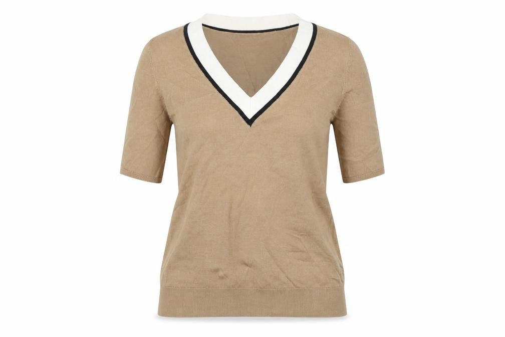 Front view of H&M women’s brown knit jumper, size XS