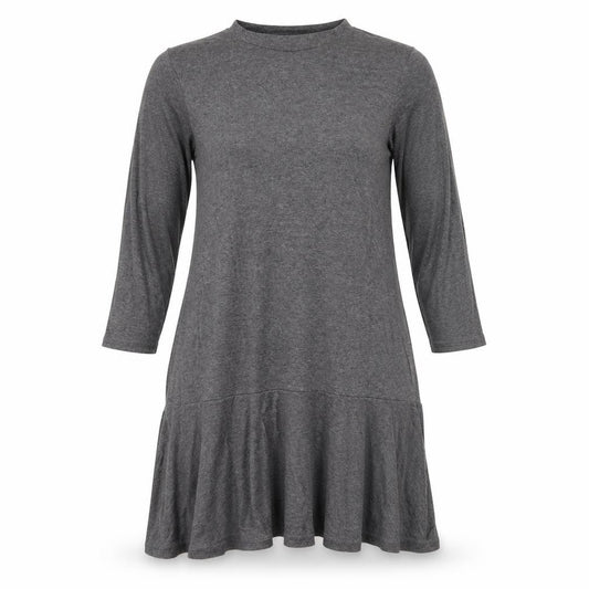 Front view of Bluebelle women’s grey jersey t-shirt dress, size UK 10
