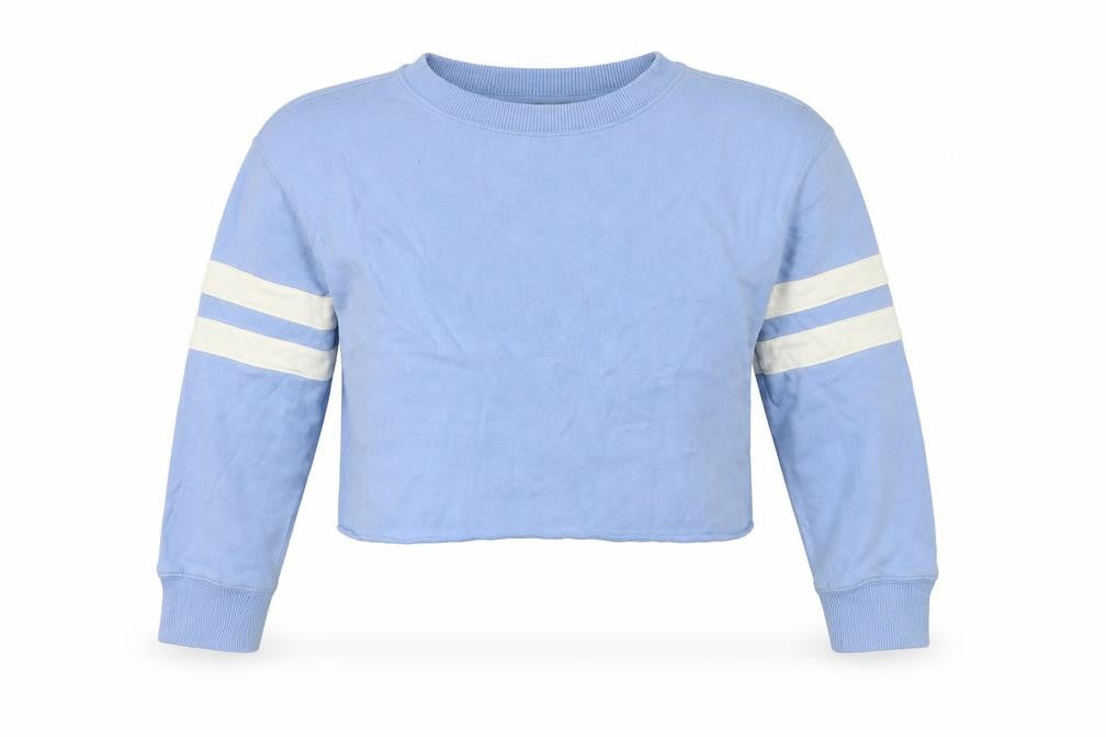 Miss Selfridge Womens Blue  Jersey Pullover Sweatshirt Size 8  - Cropped