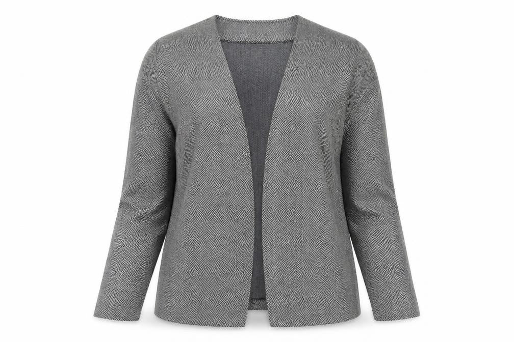 Weekends Womens Grey Herringbone  Cardigan Jumper Size M