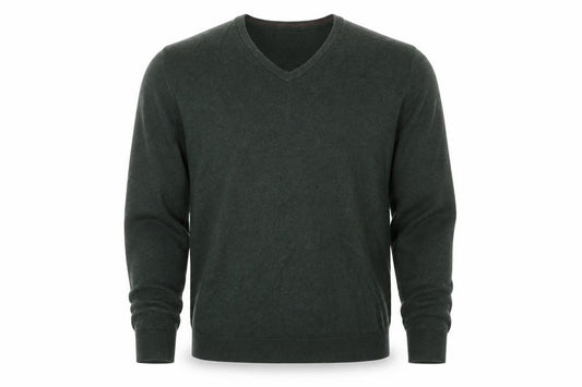 Front view of Greenwoods men’s green jumper, size L