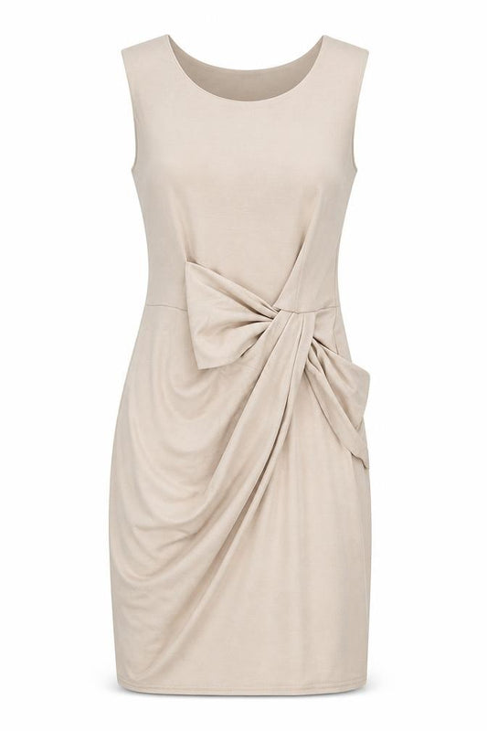 Front view of women’s beige shift, size UK 10