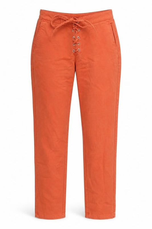Front view of Very women’s orange straight jeans, size UK 8, 29-inch leg