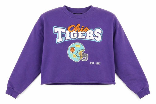 Front view of Atmosphere women’s purple pullover sweatshirt, size UK 12