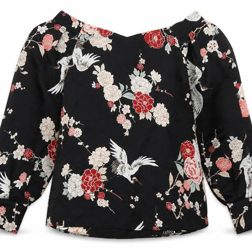 Dorothy Perkins Womens Black Floral Satin Basic Blouse Size 8