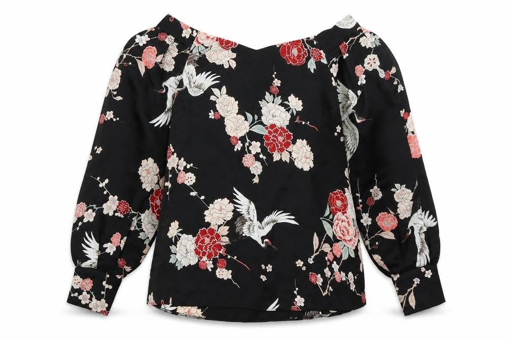 Dorothy Perkins Womens Black Floral Satin Basic Blouse Size 8