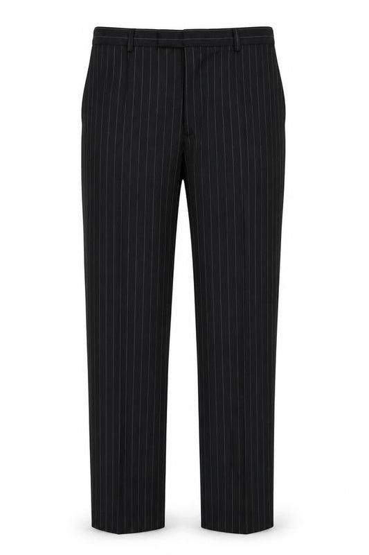 Front view of Preworn men’s black dress pants trousers, size S, 31-inch leg