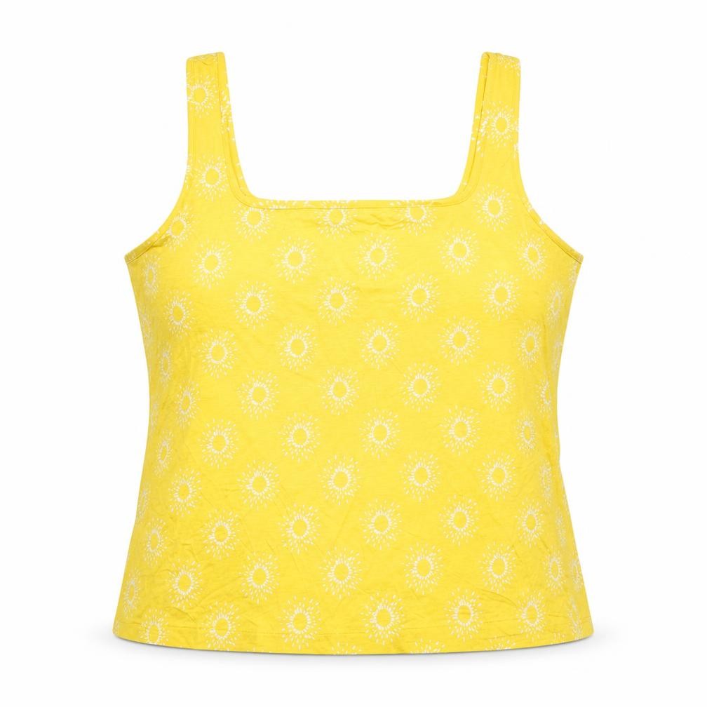 Warehouse Womens Yellow Geometric  Basic Tank Size 18