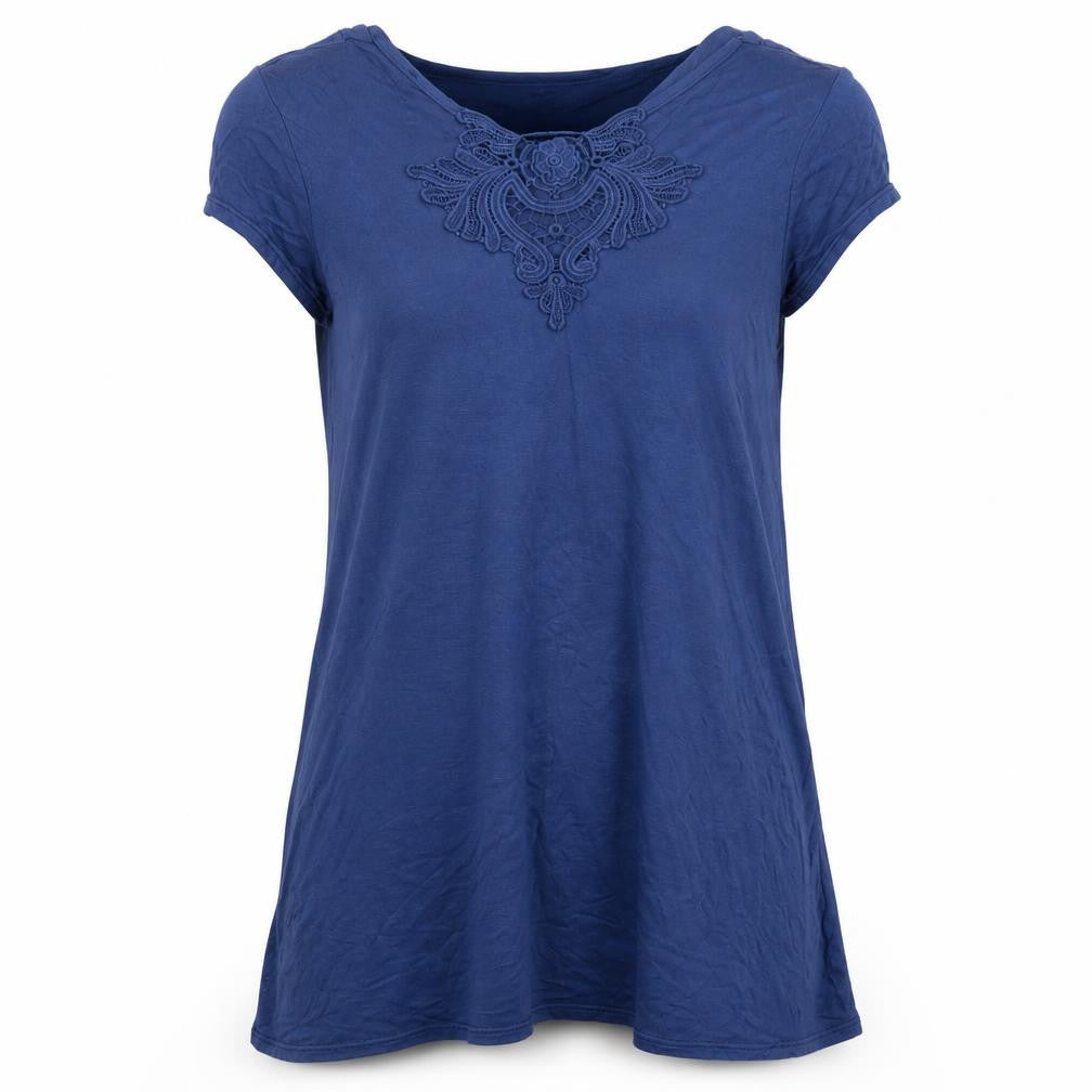 Preworn Womens Blue  Jersey Basic T-Shirt Size 12