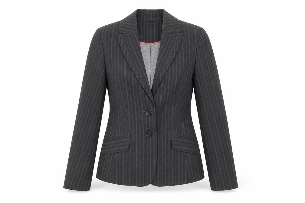Autonomygrey Womens Grey Striped  Jacket Blazer Size 6