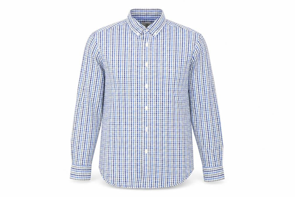 Marks and Spencer Mens Blue Check   Button-Up Size S