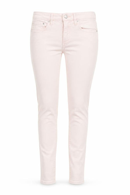 Front view of Gap women’s pink denim skinny jeans, size UK 26, in, 28-inch leg